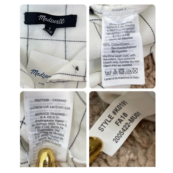 Madewell Flannel Tie-Neck Button Down Shirt in Windowpane K0191 Size Small New - Picture 10 of 16